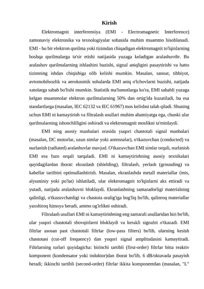 Elektromagnit filtralsh usullari va EMIni kamaytirish 3