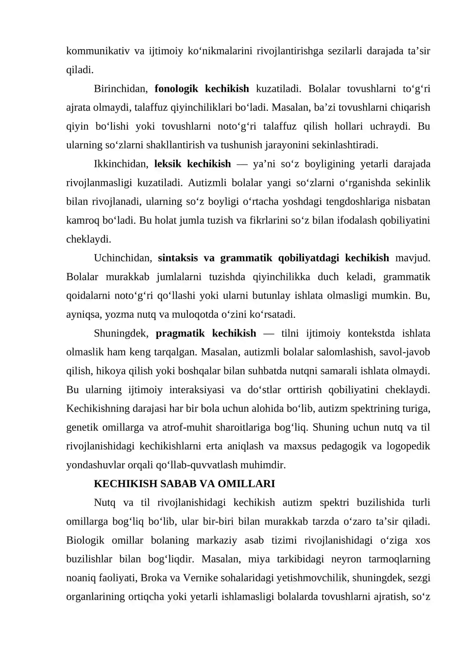 Autizm spektri buzilishida nutq va til rivojlanishining kechikishi 3
