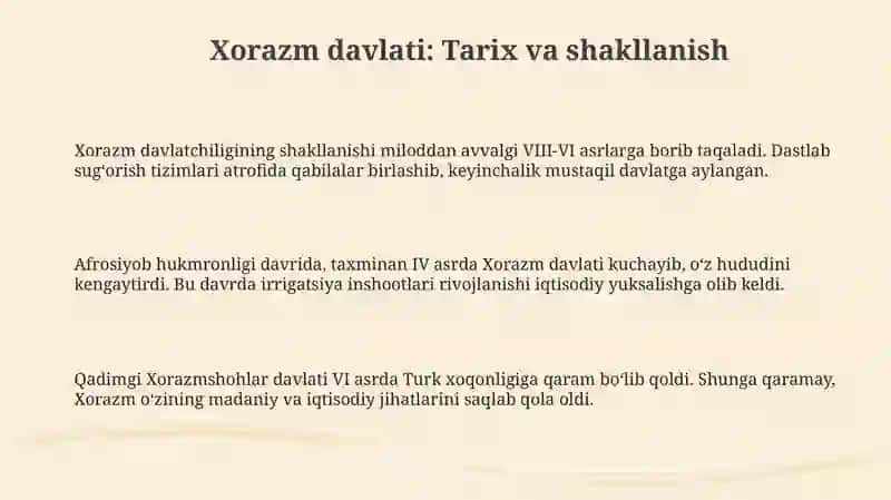 Xorazm Davlati: Tarix va Shakllanish 3