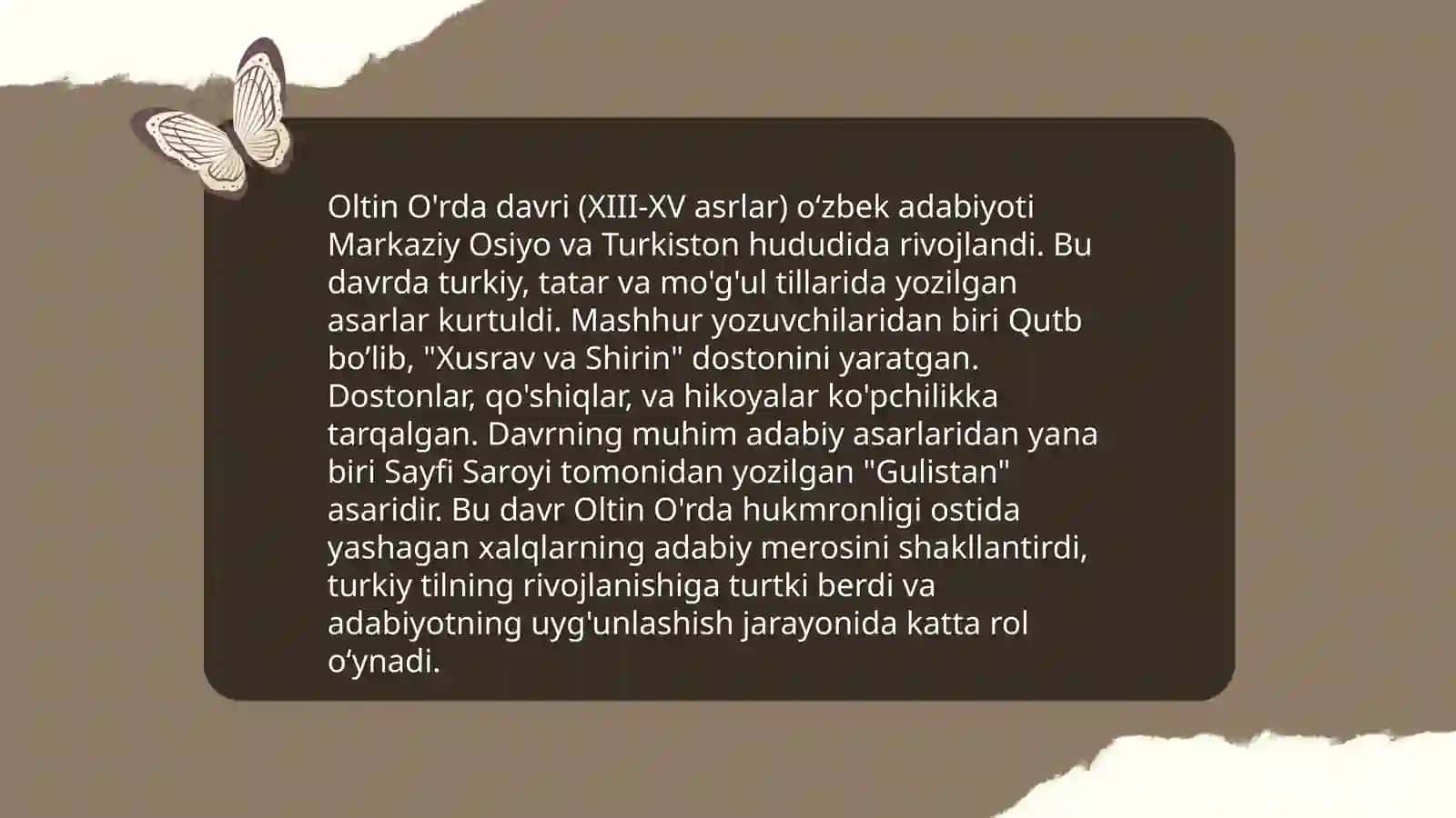 Oltin o'rda o'zbek adabiyoti 3