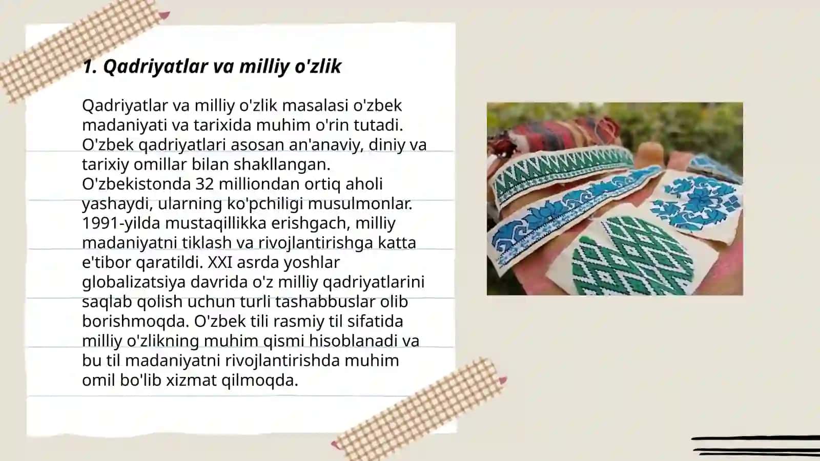 O'zbek qadriyatlari va milliy o'zlik 3