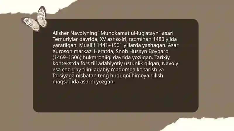 "Muhokamat ul-lugʻatayin" asari haqida maʼlumot 3