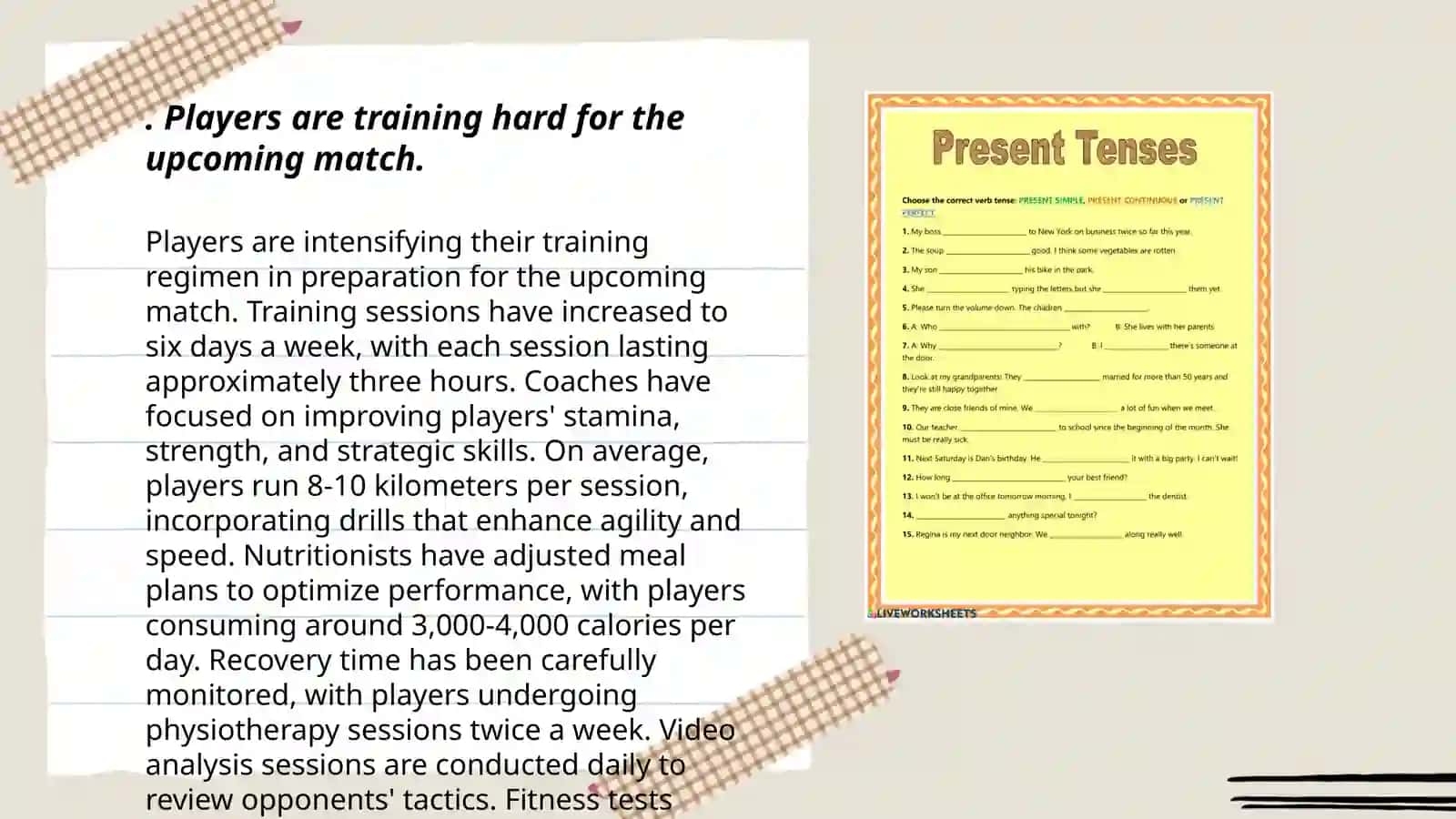 Sports and present continuous tense 3