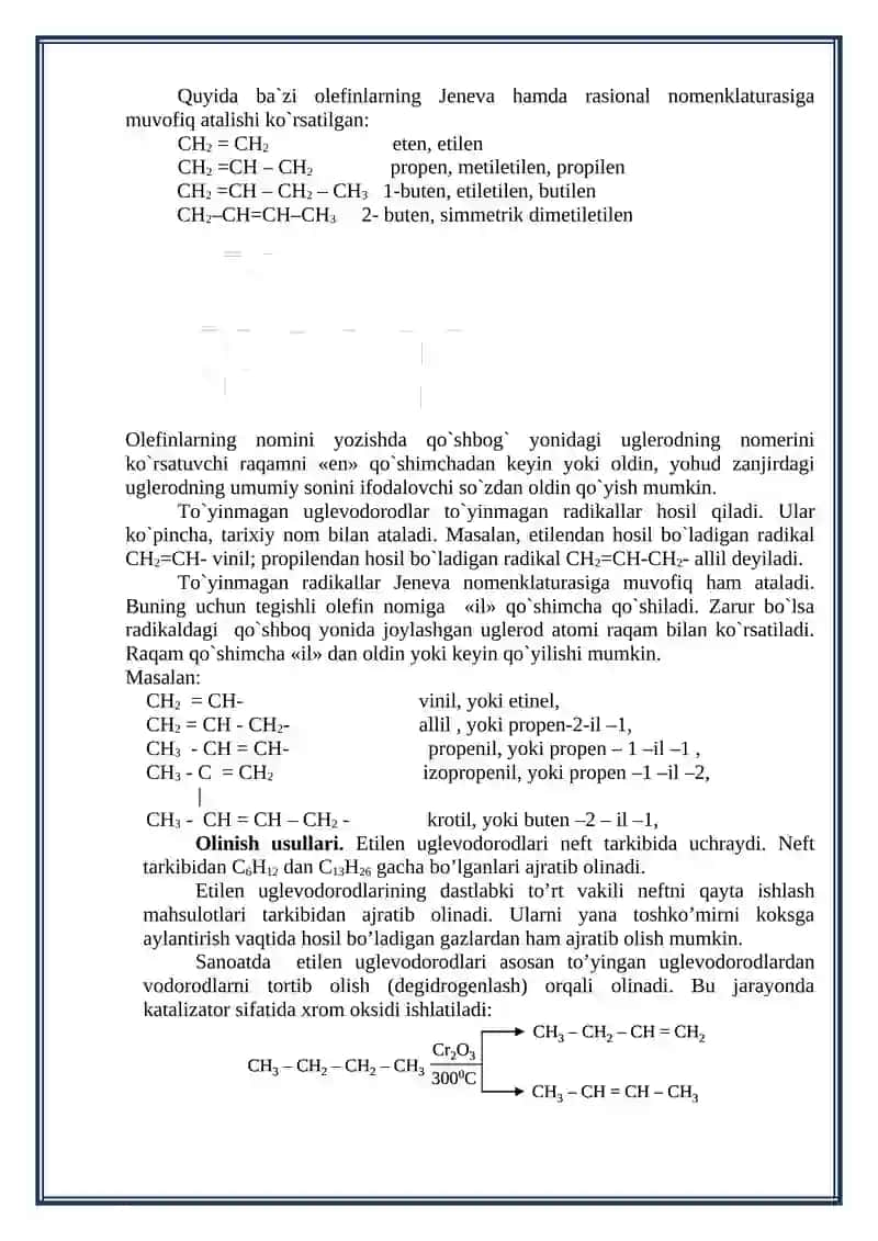 Alifatik to’yinmagan uglevodorodlar 3