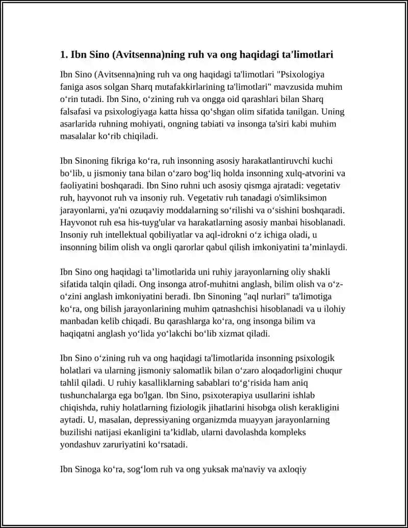 Ibn Sino (Avitsenna)ning ruh va ong haqidagi ta'limotlari 3