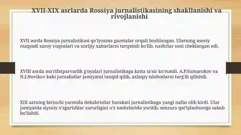 Rossiya jurnalistikasi tarixi 3