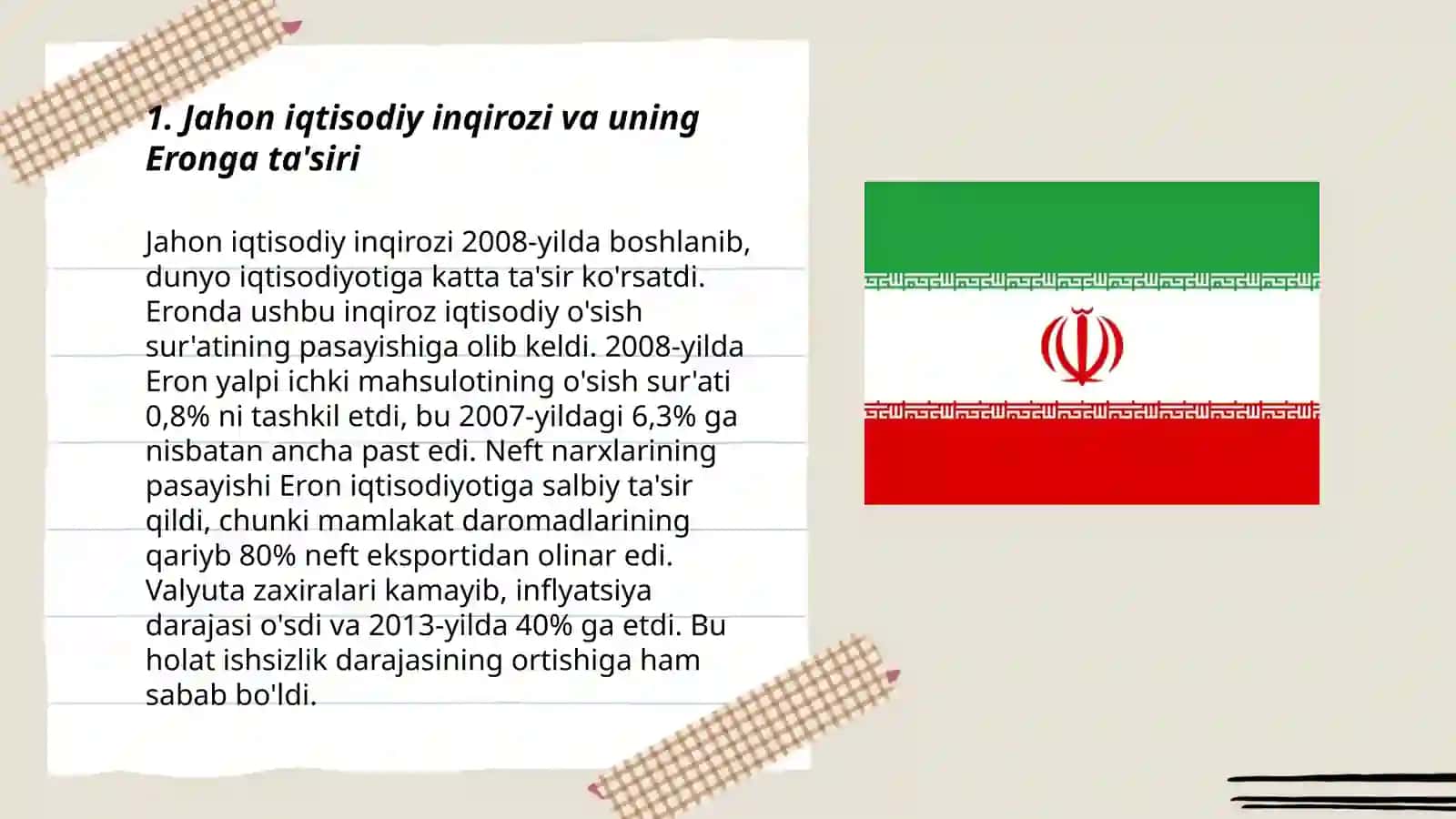 Jahon iqtisodiy inqirozi va uning Eronga ta'siri 3