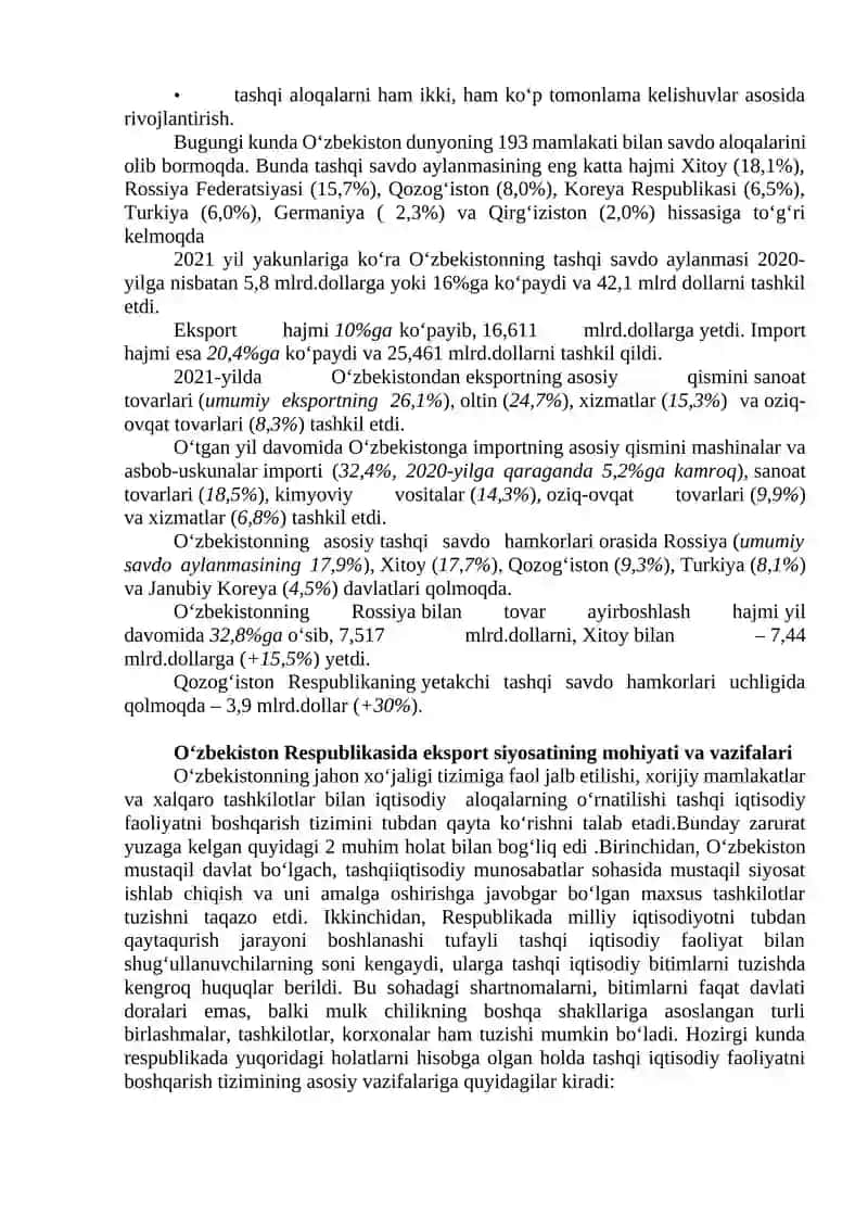 Tashqi Iqtisodiy Faoliyat 3