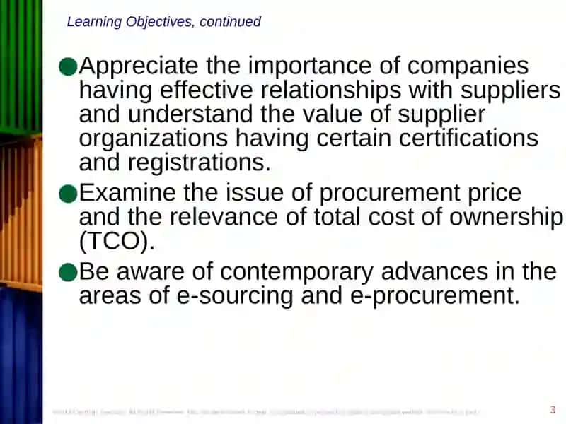 Materials and suppliers 3