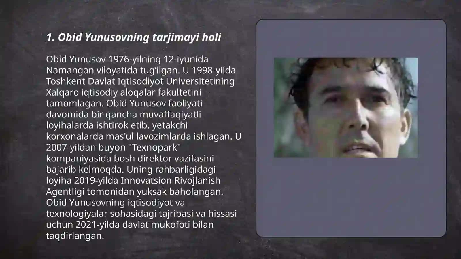 Obid Yunusovning tarjimayi holi 3