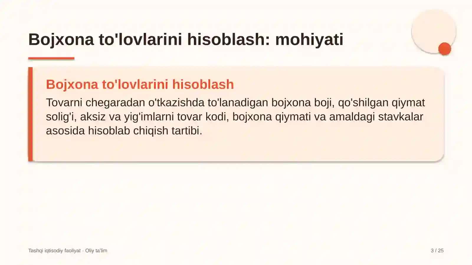 Energetikada bojxona to'lovlarini hisoblash 3