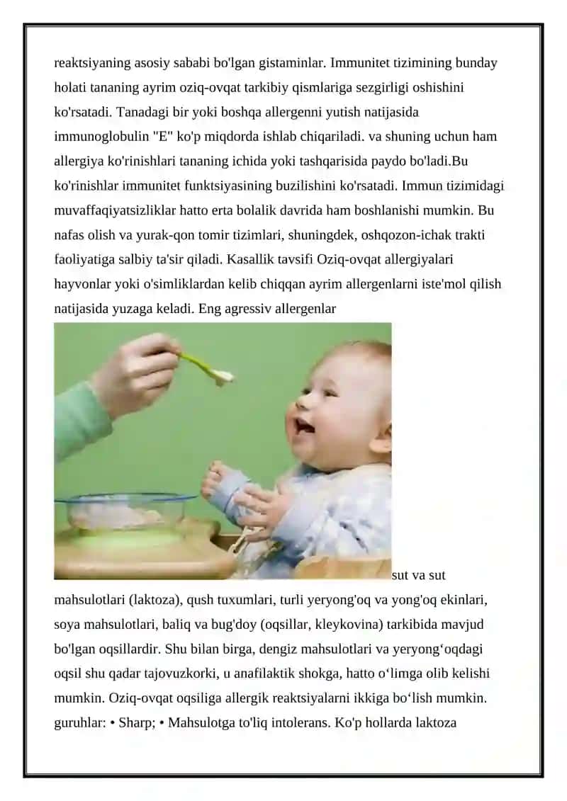 OZIQ OVQAT ALLERGIYASI 3