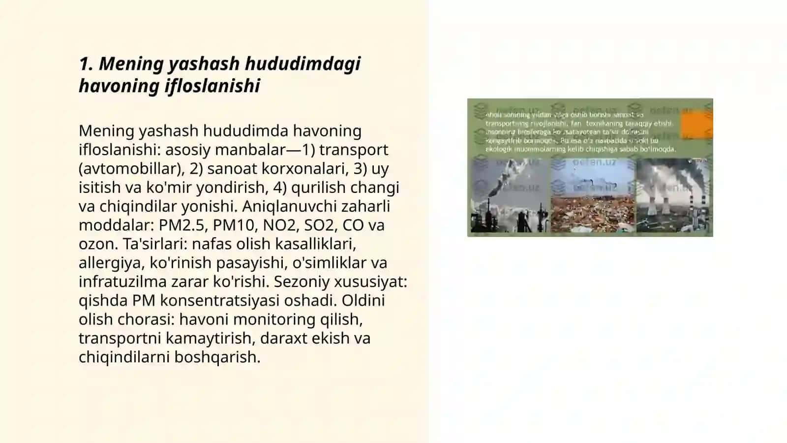 Mening yashash hududimdagi ekologik muammo 3