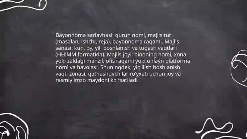 Guruh majlisi bayonnomasini tayyorlash 3