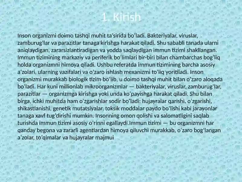 Immuntizimining markaziy va periferika ’zolari 3