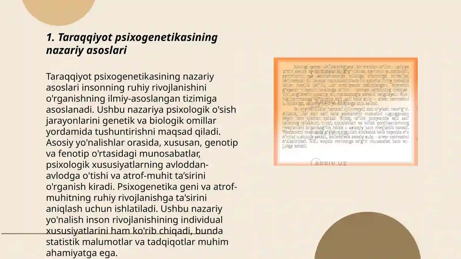 Taraqqiyot psixogenetikasi(ontogenetika) 3