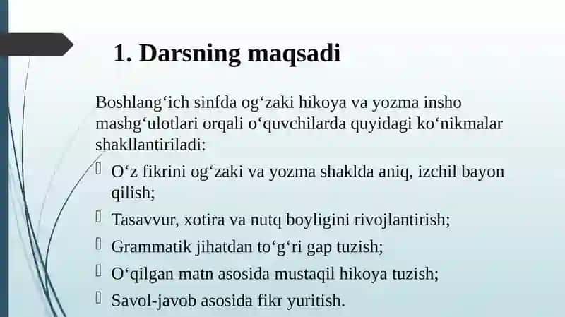 Og‘zaki hikoya va yozma insho darslari. SLAYD 3