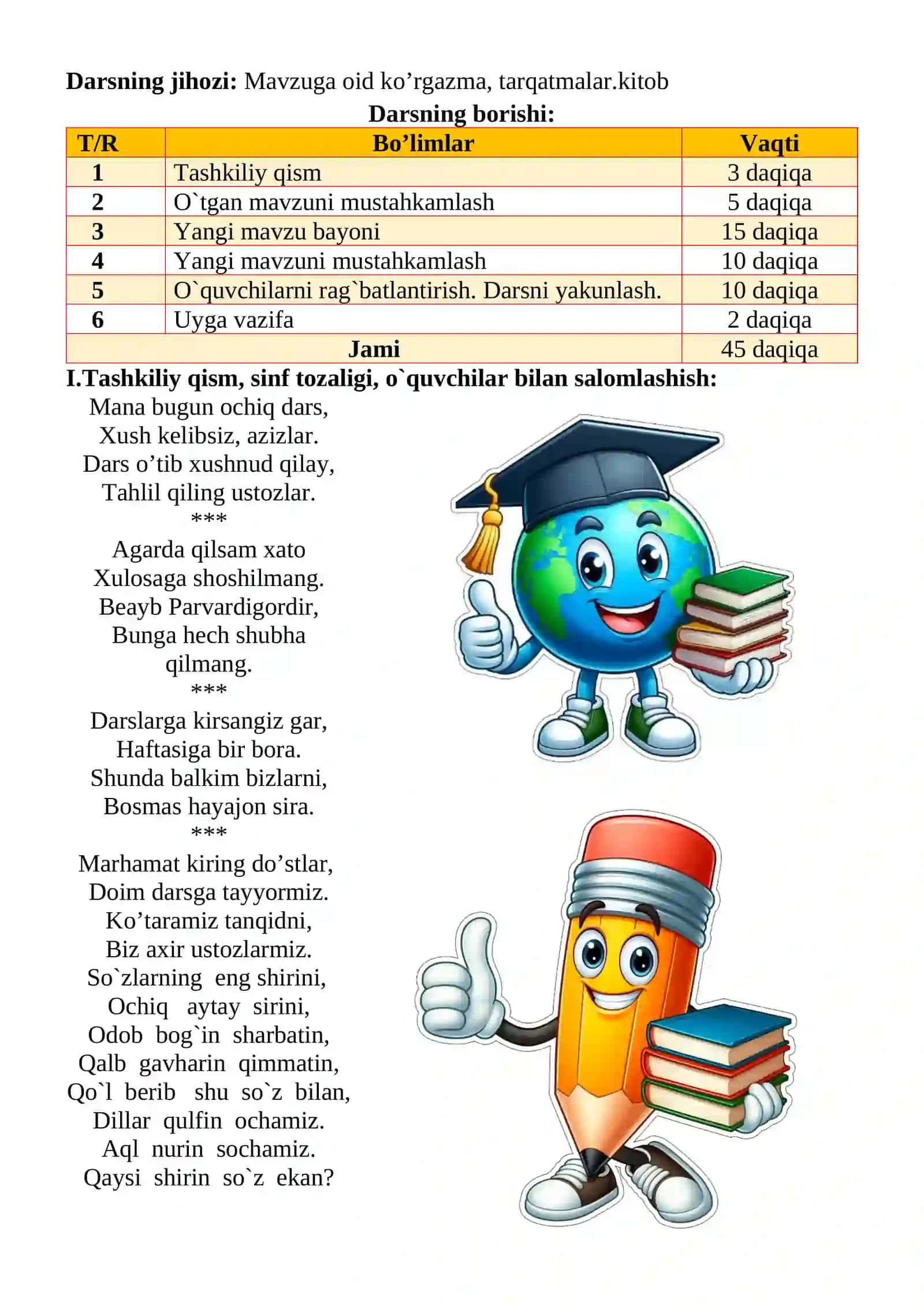 Shaxs va narsa belgisini bildirgan so'zlar 1-sinf ona tili dars ishlanmasi 3