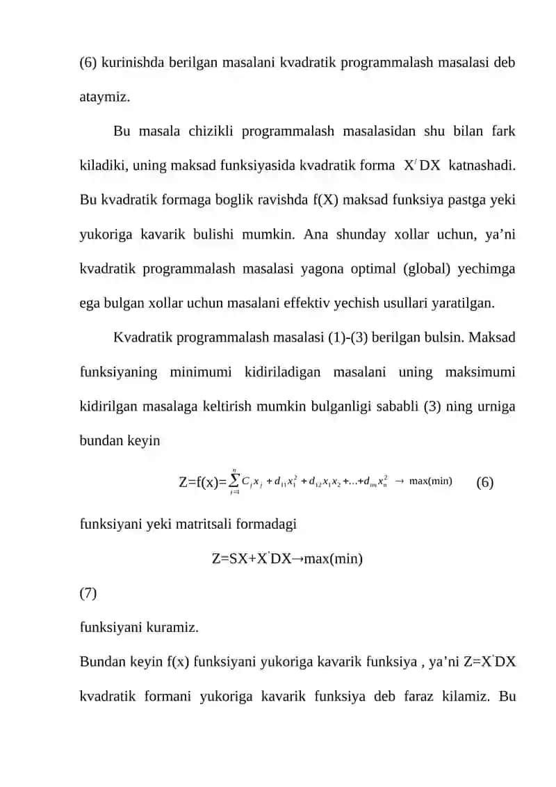 Kvadratik programmalashtirish va ularni yachish usullari 3