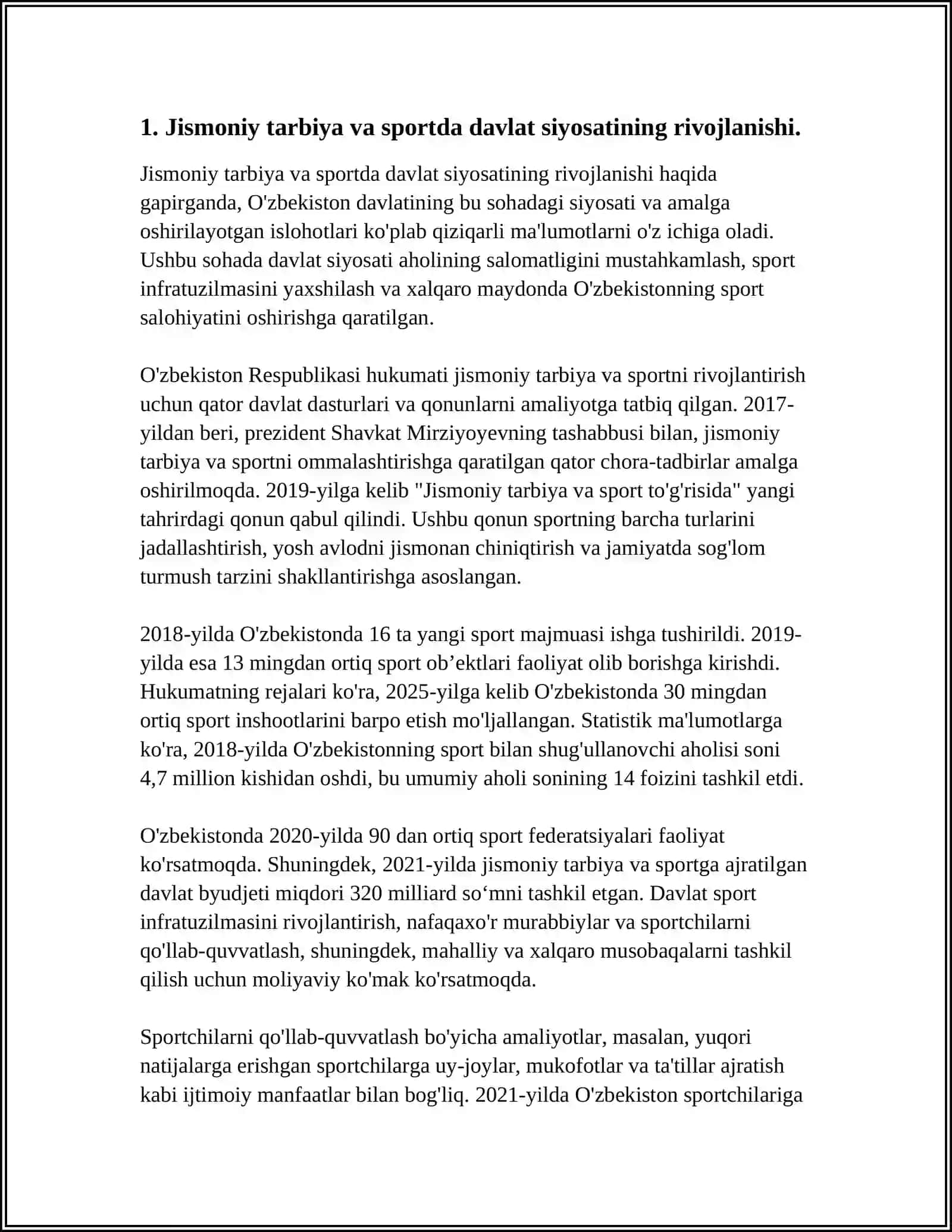 JISMONIY TARBIYA VA SPORT SOHASIDA DAVLAT SIYOSATINING ASOSIY O'ZGARISHLARI 3