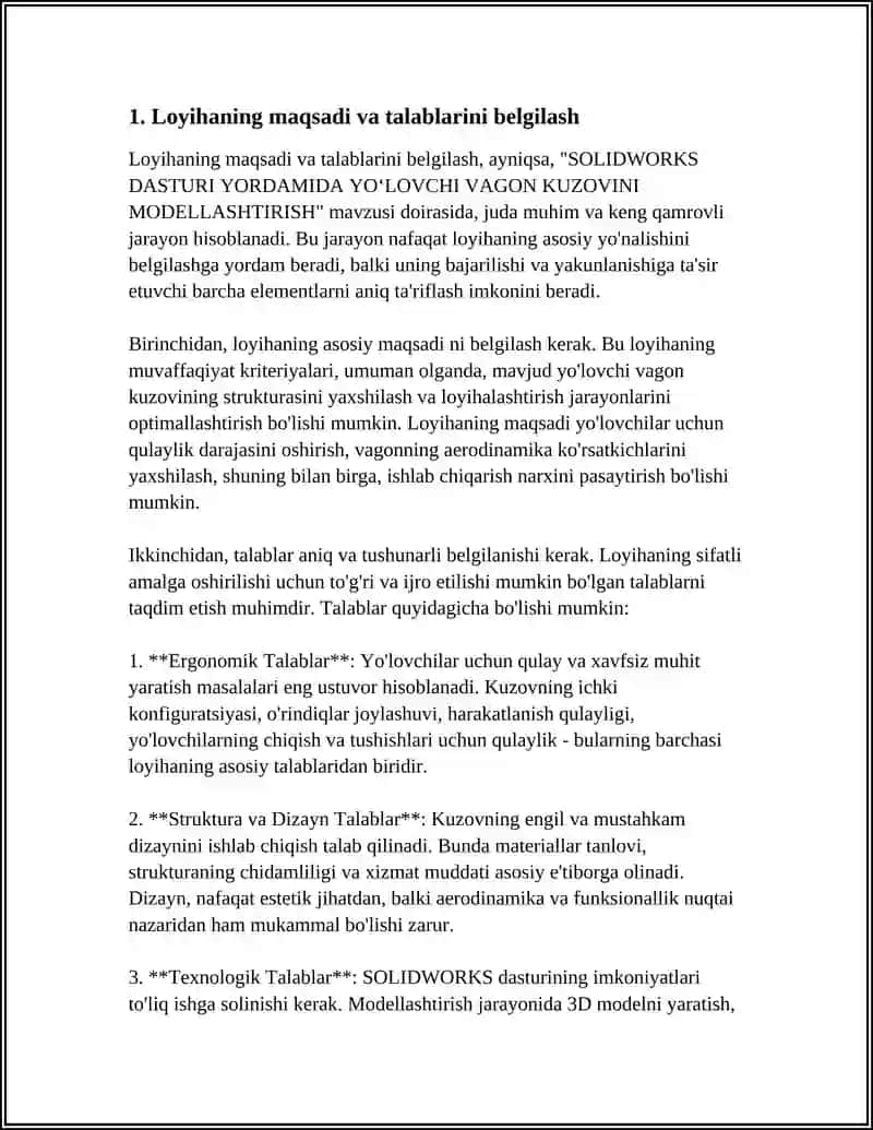 SOLIDWORKS DASTURI YORDAMIDA YOʻLOVCHI VAGON KUZOVINI MODELLASHTIRISH 3
