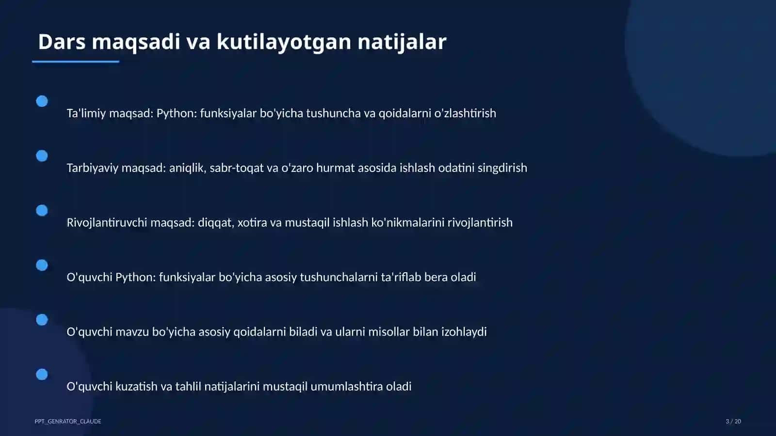 Python: funksiyalar (9-sinf) 3