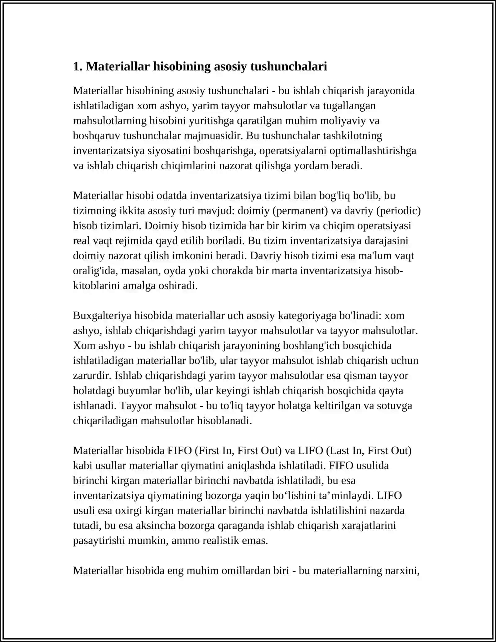 TANNARH ELEMENTLARINING HISOBI MATERALLAR HISOBI 3