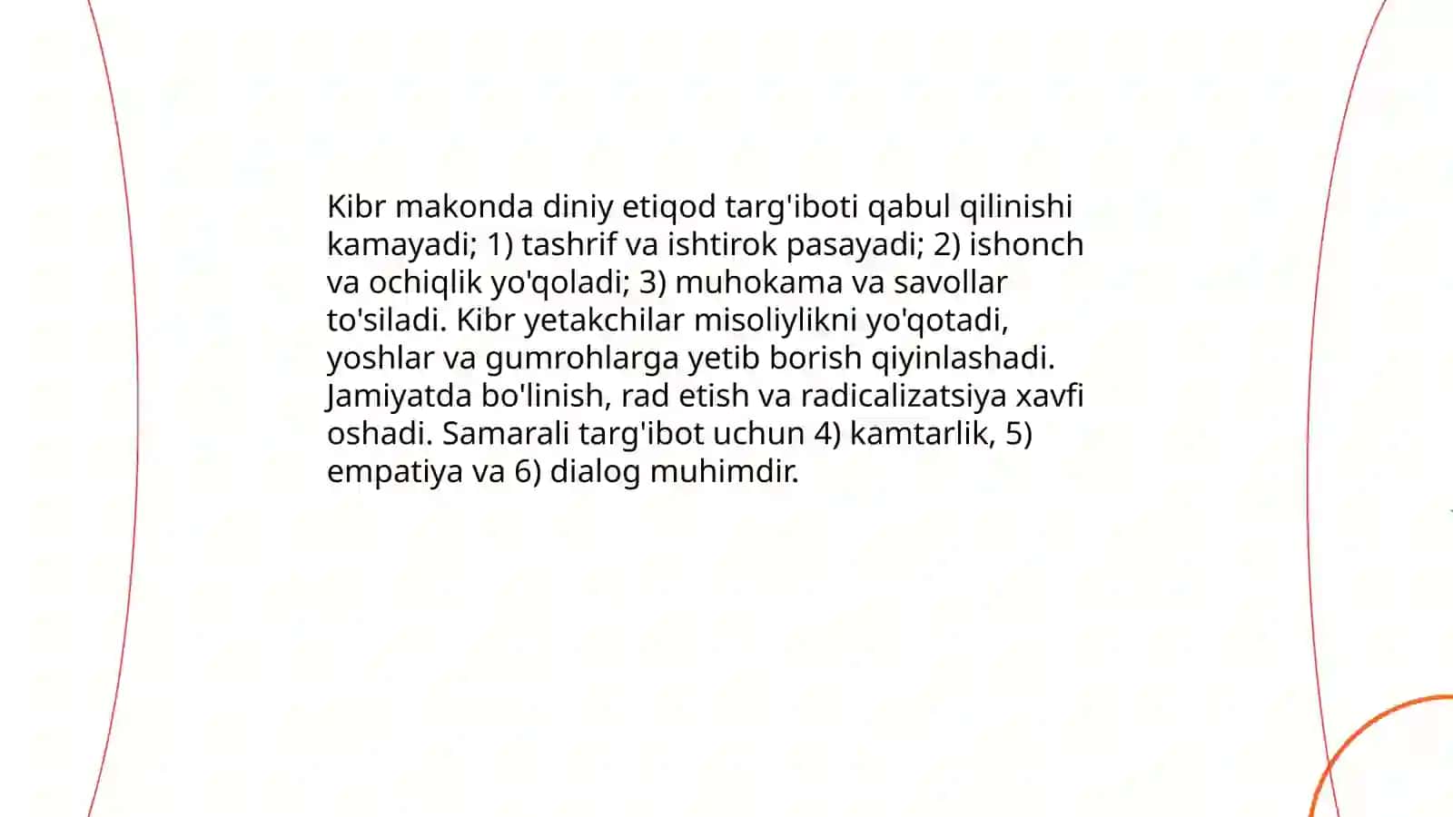 Kibr makonda diniy etiqod targ’iboti 3