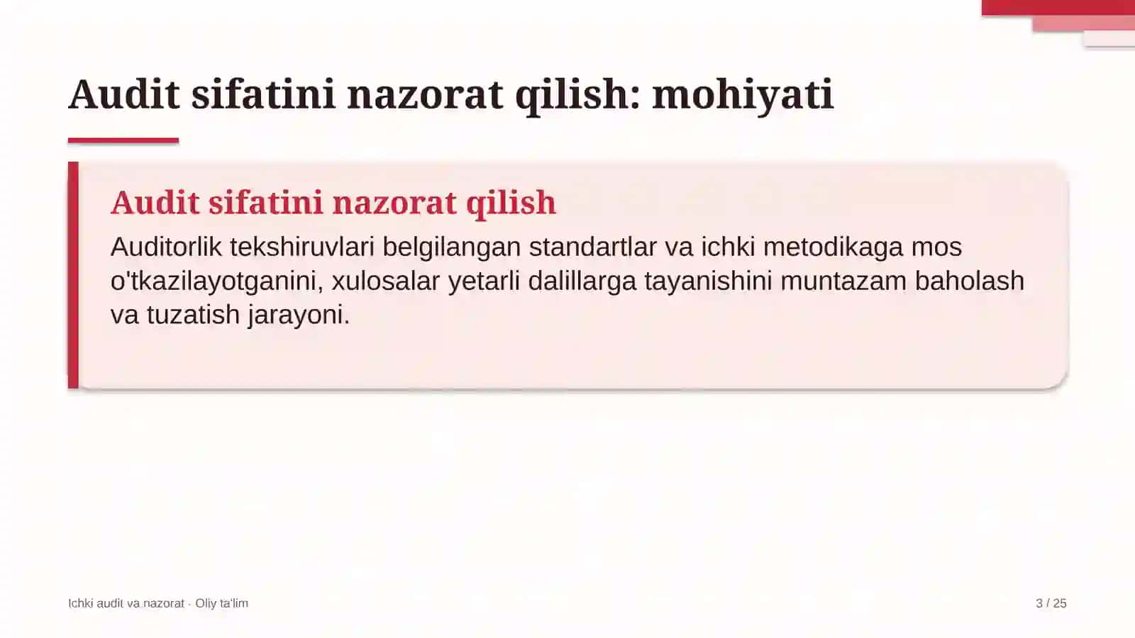 patent idoralarida audit sifatini nazorat qilish 9486 3