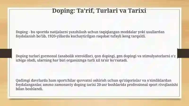 Doping: Ta'rif, Turlari va Tarixi 3
