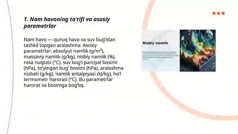 Nam havoning tavsiflarini aniqlash 3