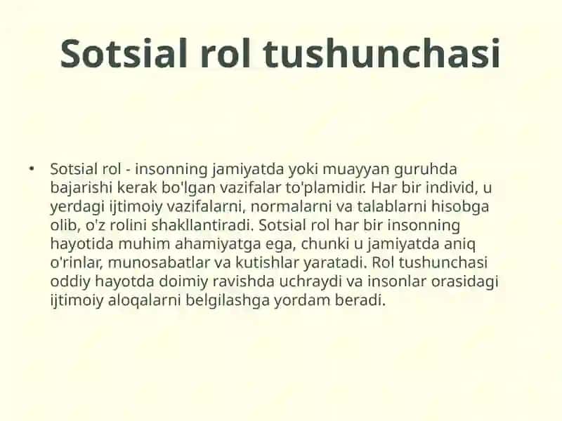 Sotsial rol tushunchasi 3