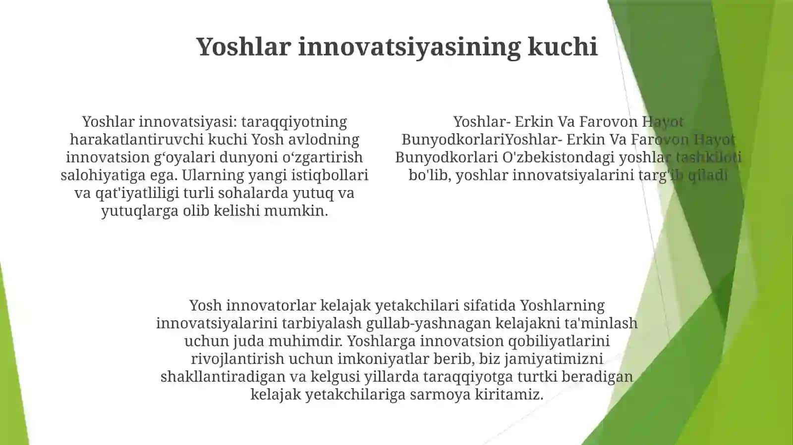 Yoshlar- Erkin Va FarovonHayotBunyodkorlari 3