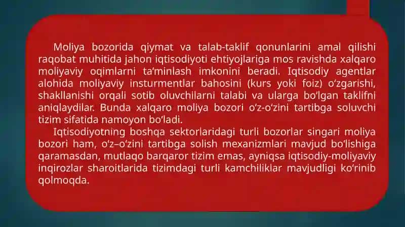 Xalqaro moliya bozorini tartibga solish 3