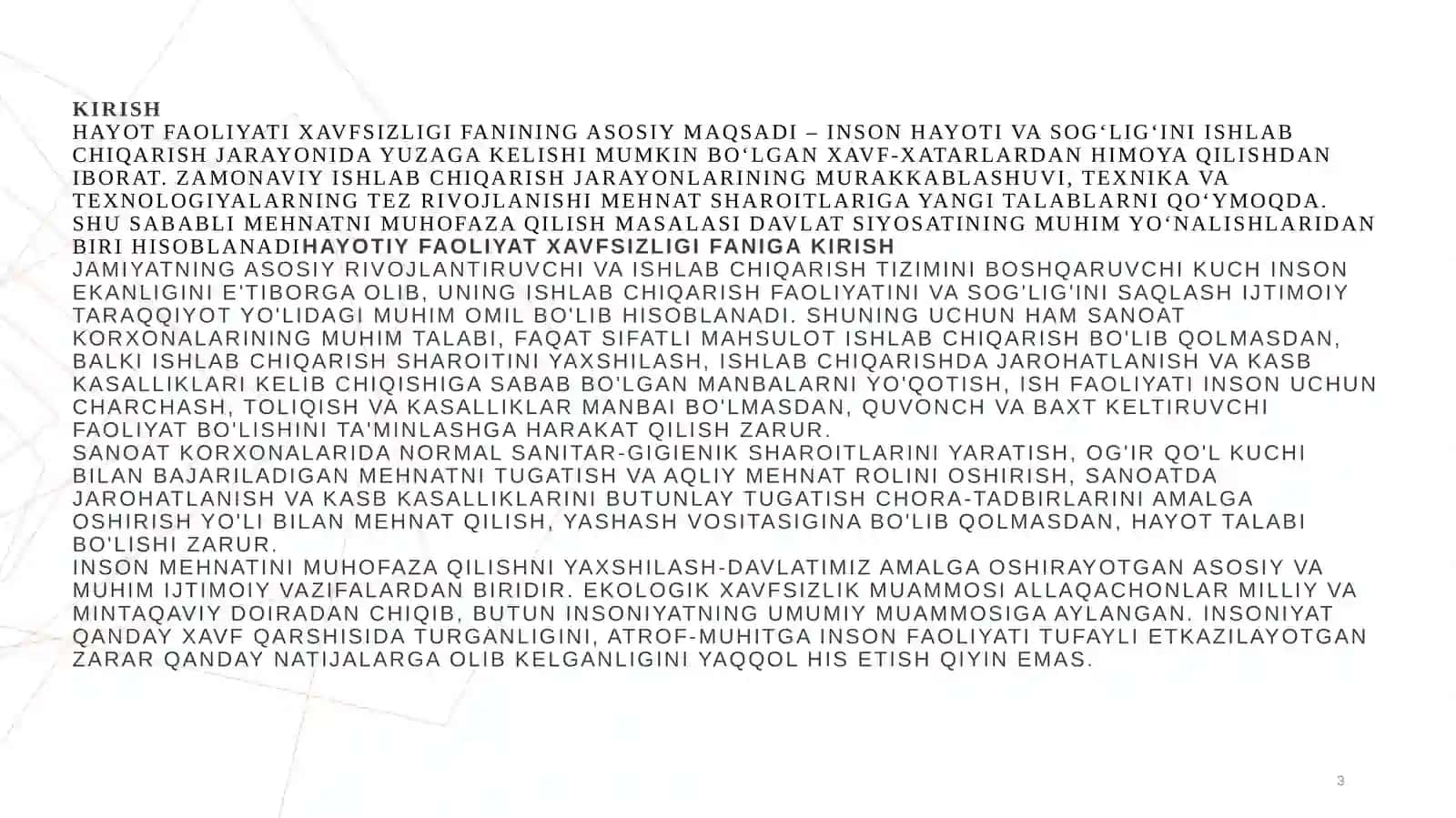 Hayot faoliyati xavfsizligi 3