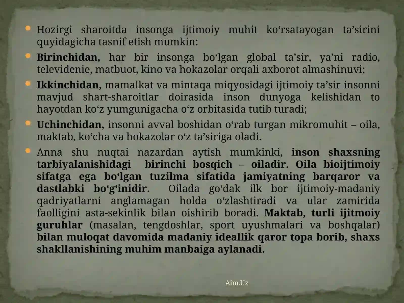 Tarbiya jarayonining mazmuni. Tarbiya tamoyillari 3