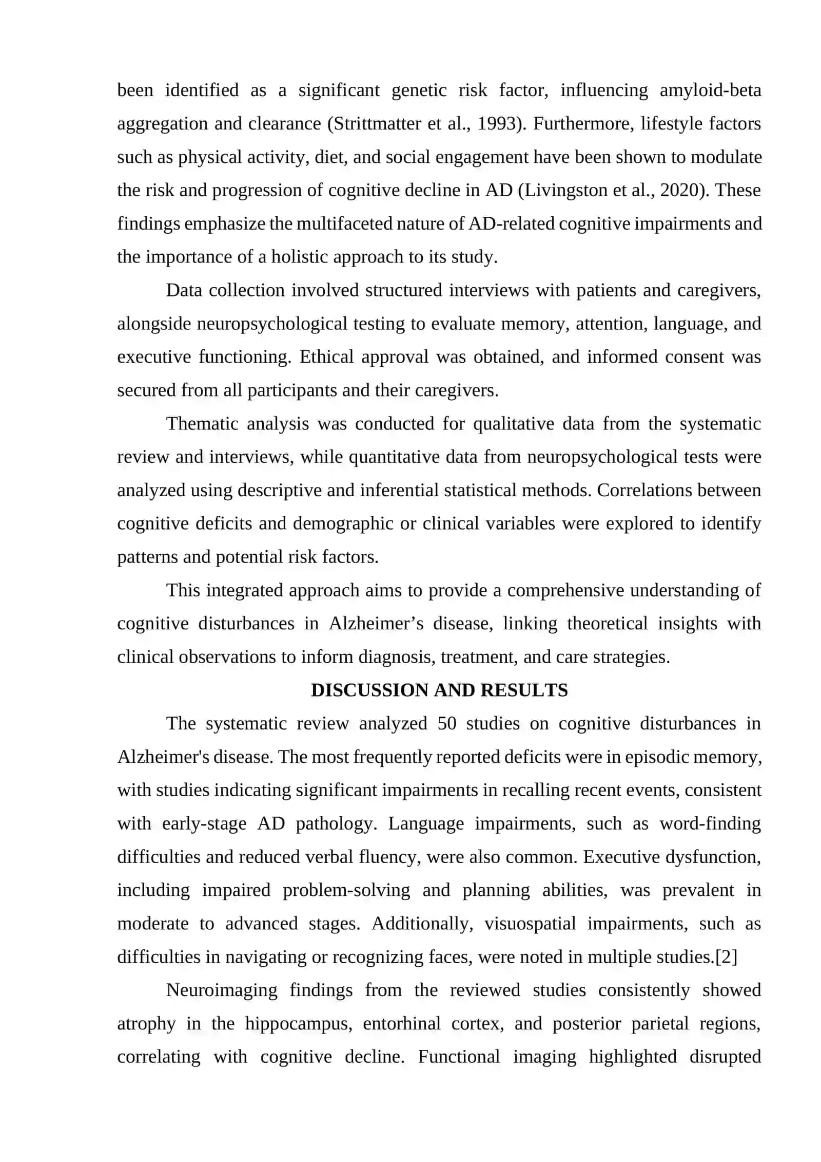 DISTURBANCES IN COGNITIVE FUNCTIONS IN ALZHEIMER'S DISEASE 3