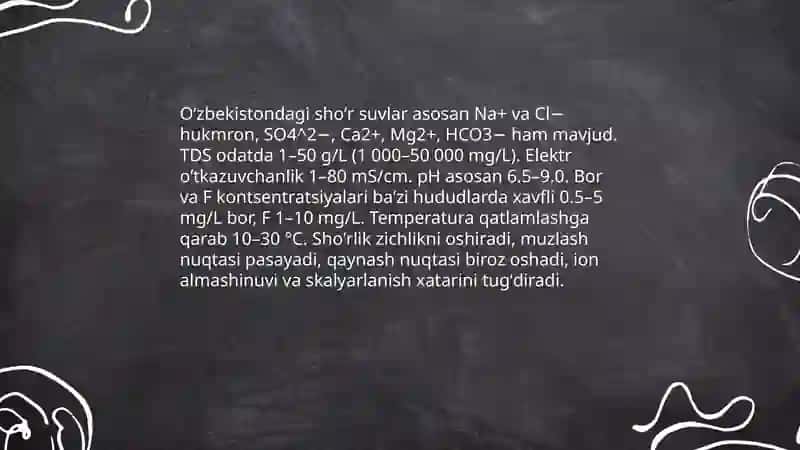 Oʻzbekiston sharoitida shoʻr suvlarni chuchuklashtirish 3