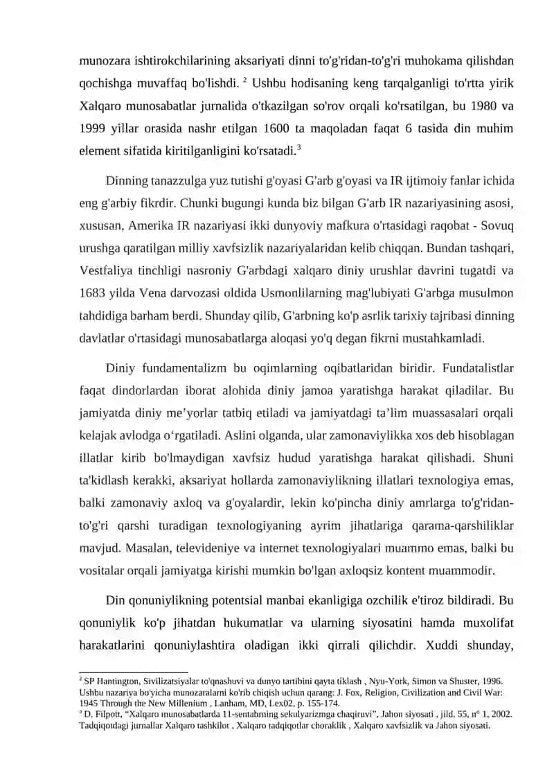 XALQARO MUNOSABATLARDA DIN OMILI 3