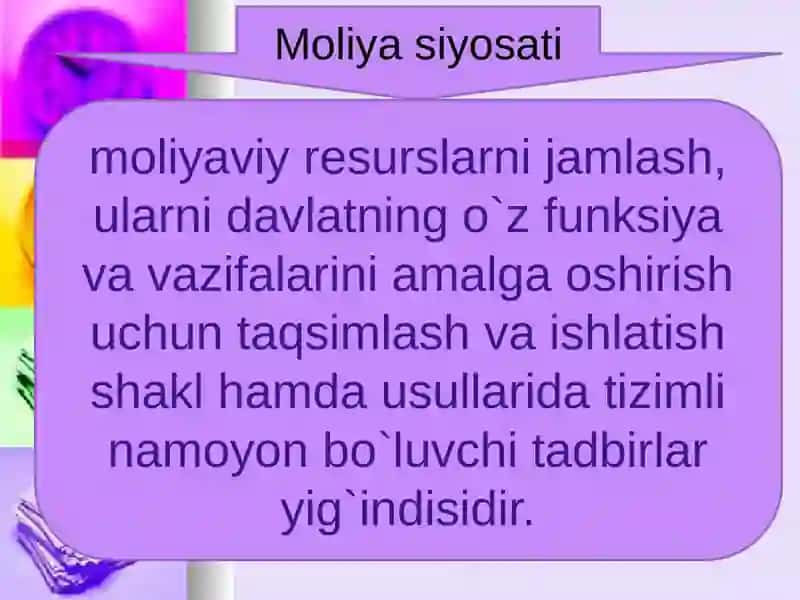 Moliya siyosati, moliya mexanizmi va tizimi 3