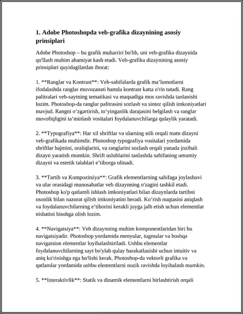 ADOBE PHOTOSHOP GRAFIK MUHARRIRI YORDAMIDA WEB-SAHIFADA GRAFIK MA’LUMOTLARNI AKS ETTIRISH 3