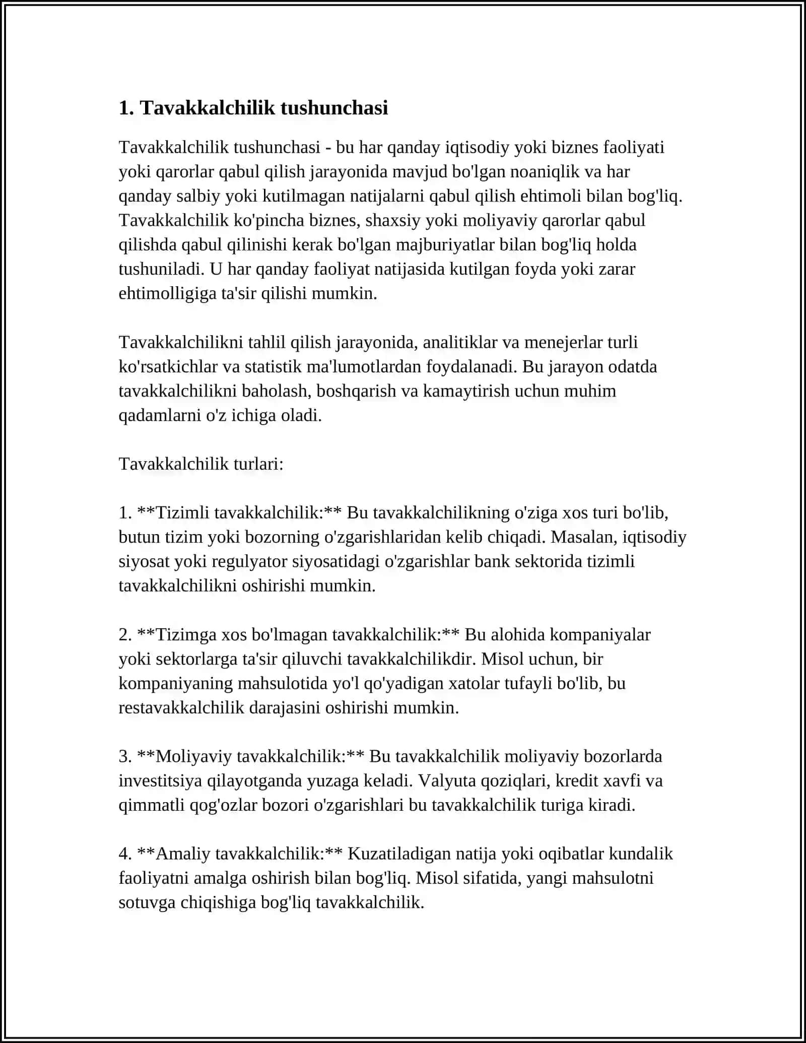 LOYIHADA TAVAKKALCHILIKNI ANIQLASH VA TAHLIL QILISH 3