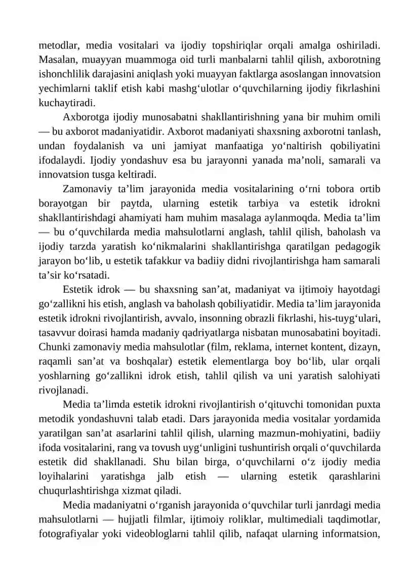 Media ta’lim tizimida badiiy ong, tasavvur va tafakkur 3