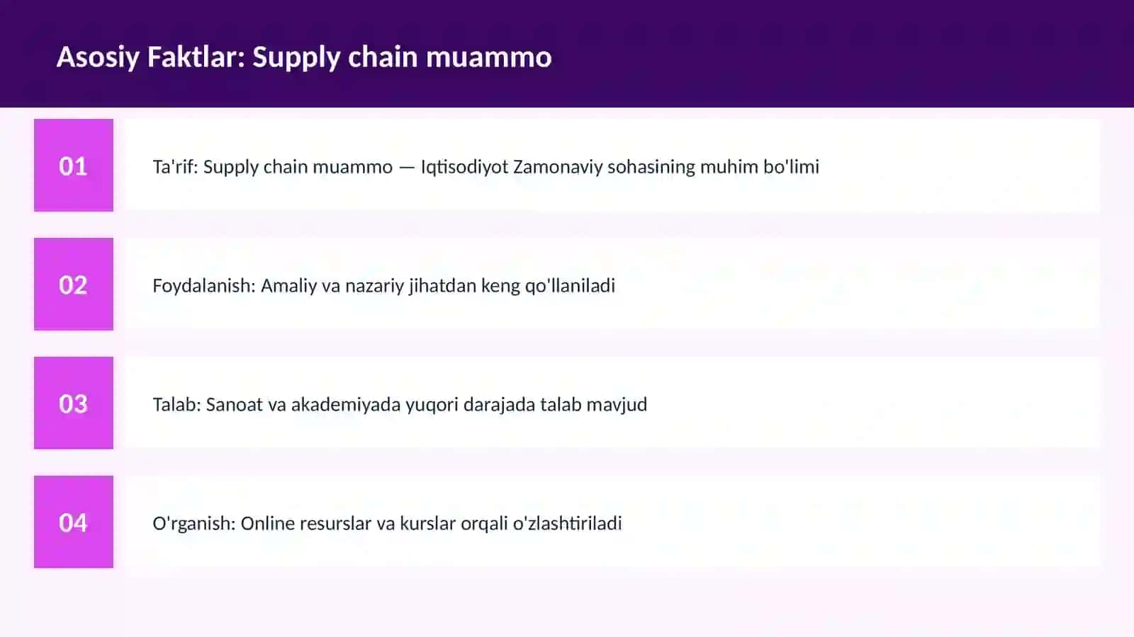Supply chain muammo 3