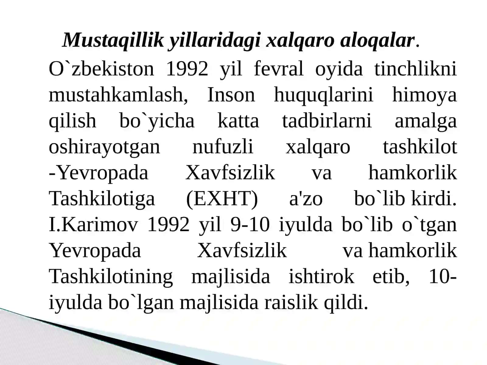 Mustaqillik yillarida xalqaro aloqalar 3