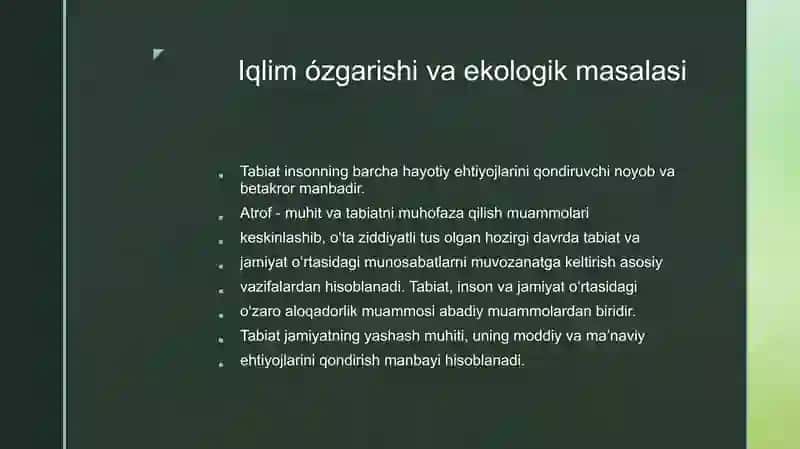Iqlim o‘zgarishi va ekologik masalalar 3