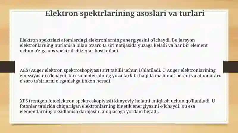 Elektron spektrlari va ularning qo‘llanilishi 3