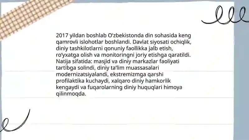 Oʻzbekistonda Din Sohasidagi Davlat Siyosati 3