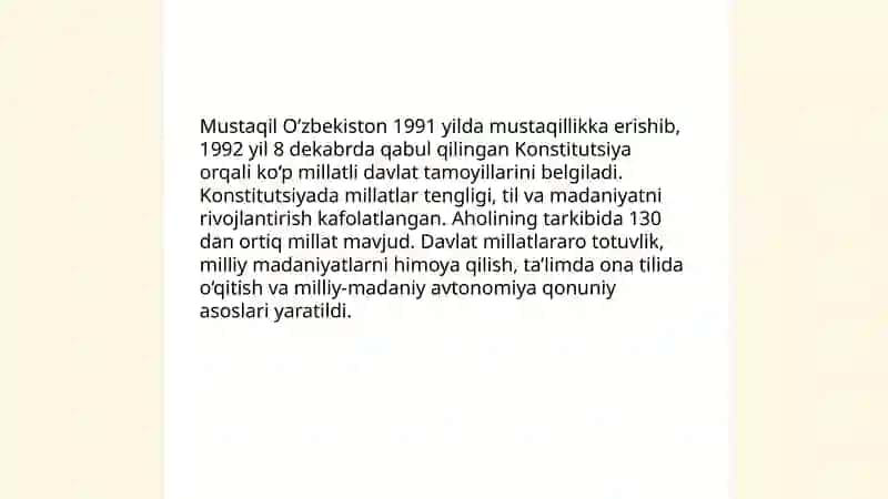 Mustaqil O'zbekistonning ko'p millatli davlat sifatidagi shakllanishi 3