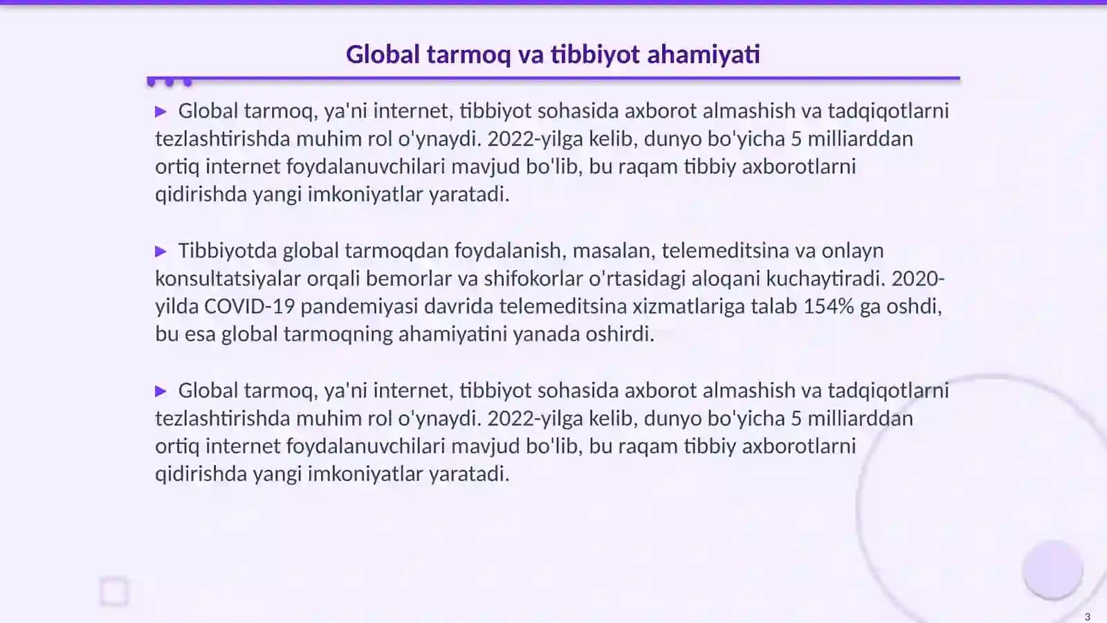 Tibbiyot va global tarmoq 3